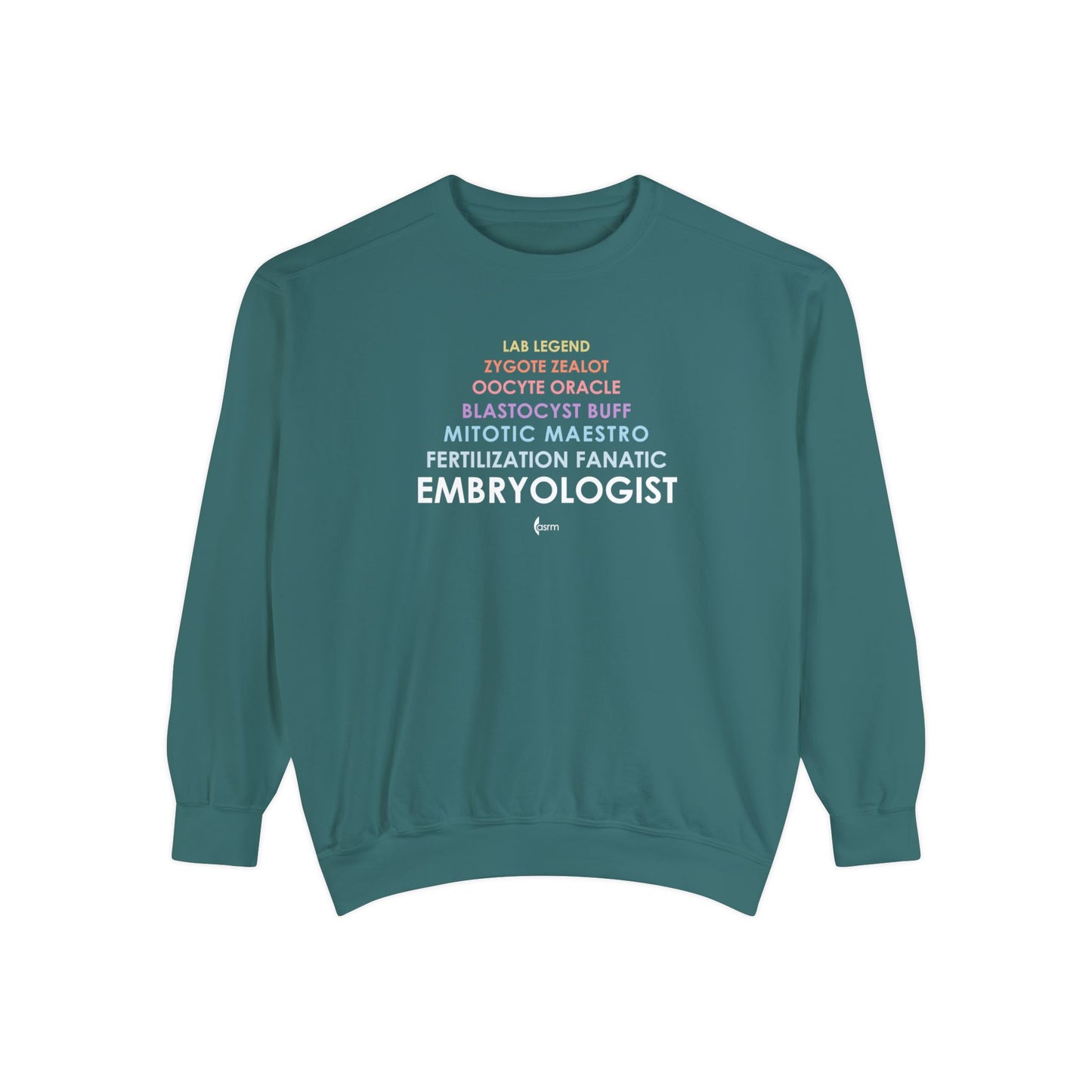 "Lab Life" Unisex Garment-Dyed Sweatshirt Shown in Blue Spruce