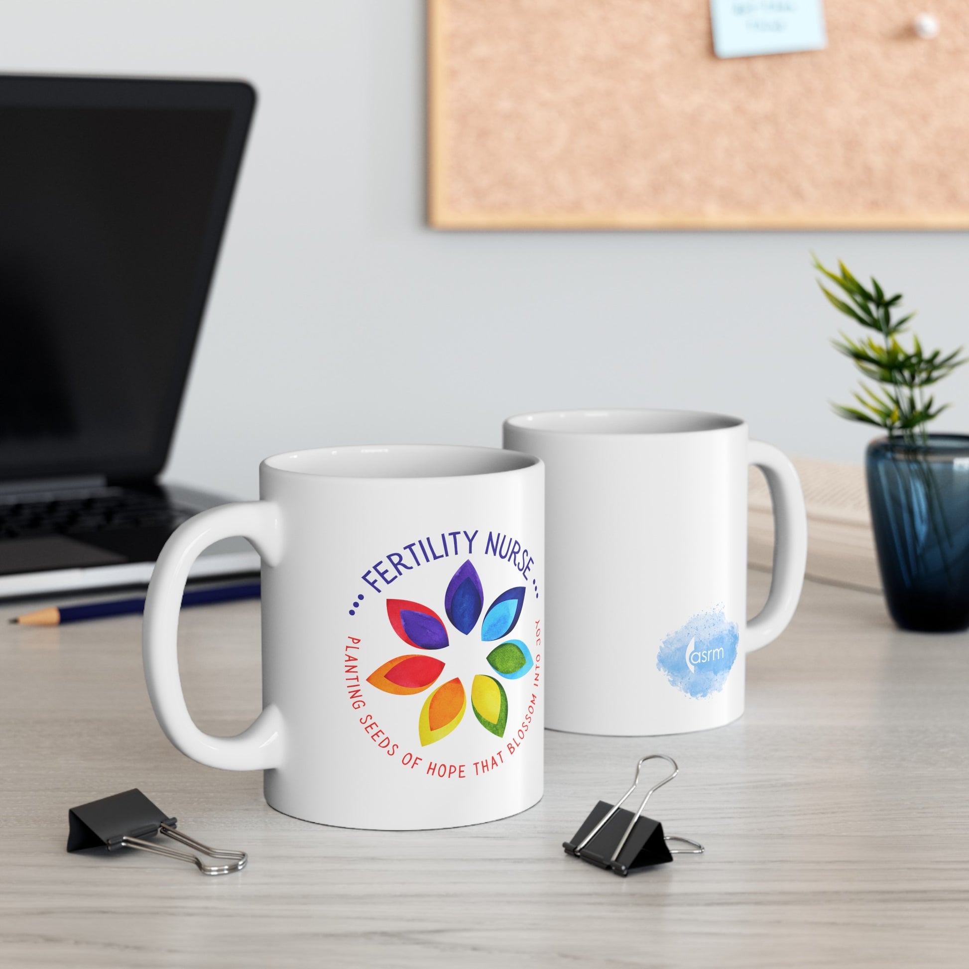 Fertility Nurse "Seeds of Hope" White Glossy Mug Context Image Front and Back