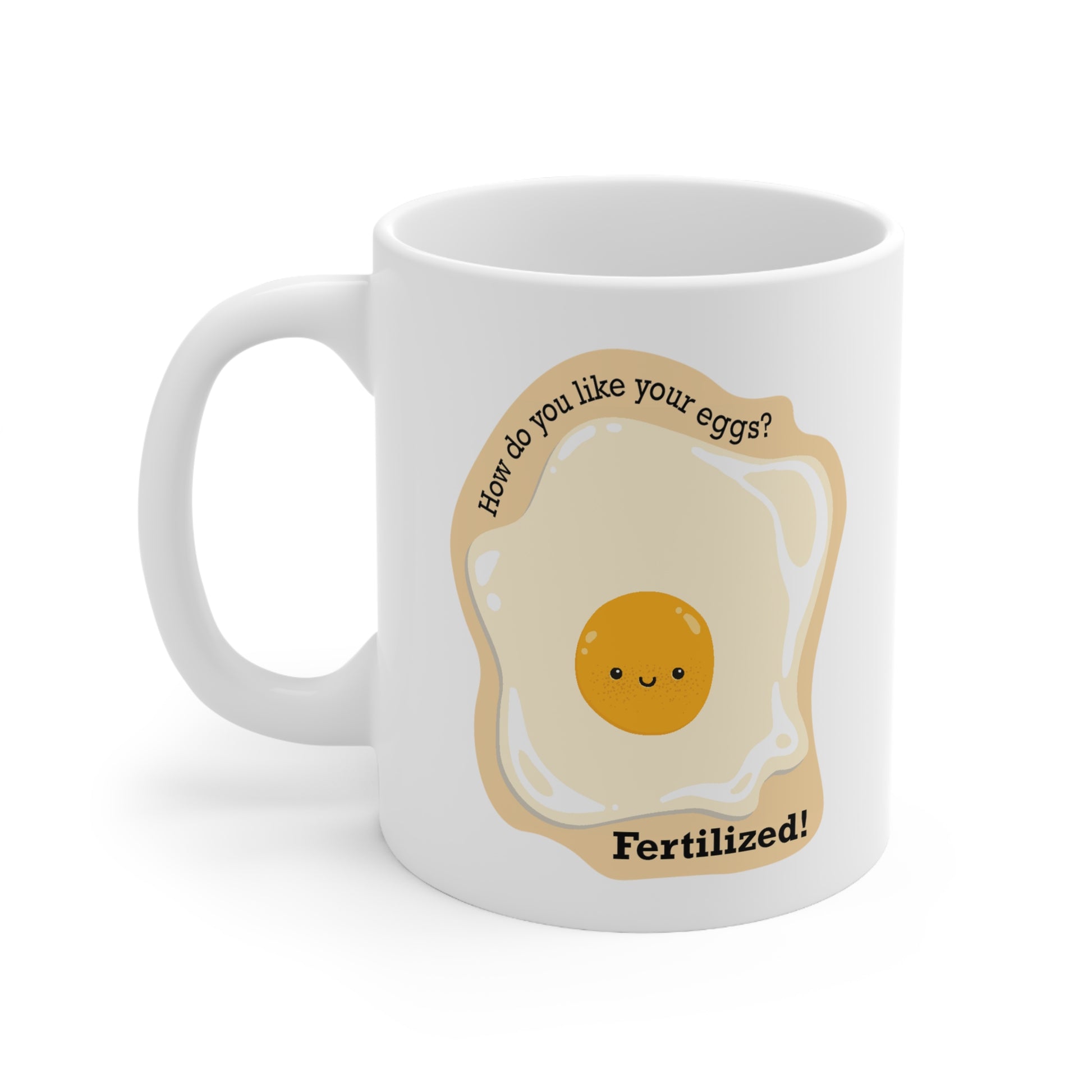 How do you Like Your Eggs? White Glossy Mug modeled handle left