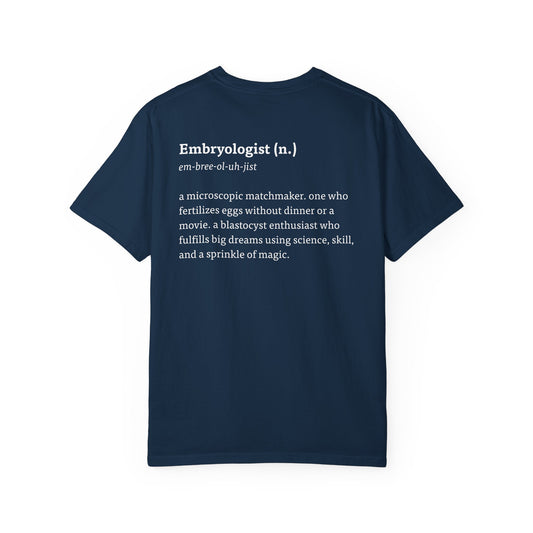 The Embryologist Definition Tee back shown in navy