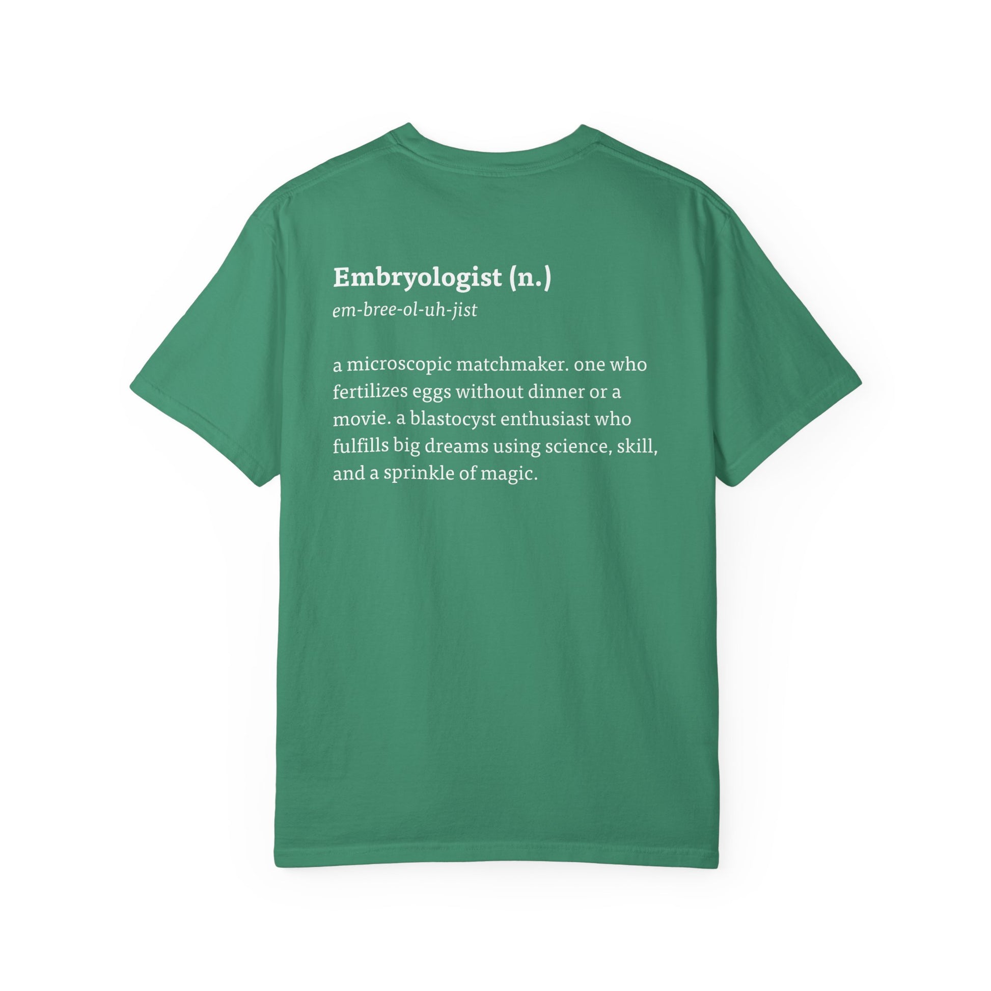 The Embryologist Definition Tee back shown in grass