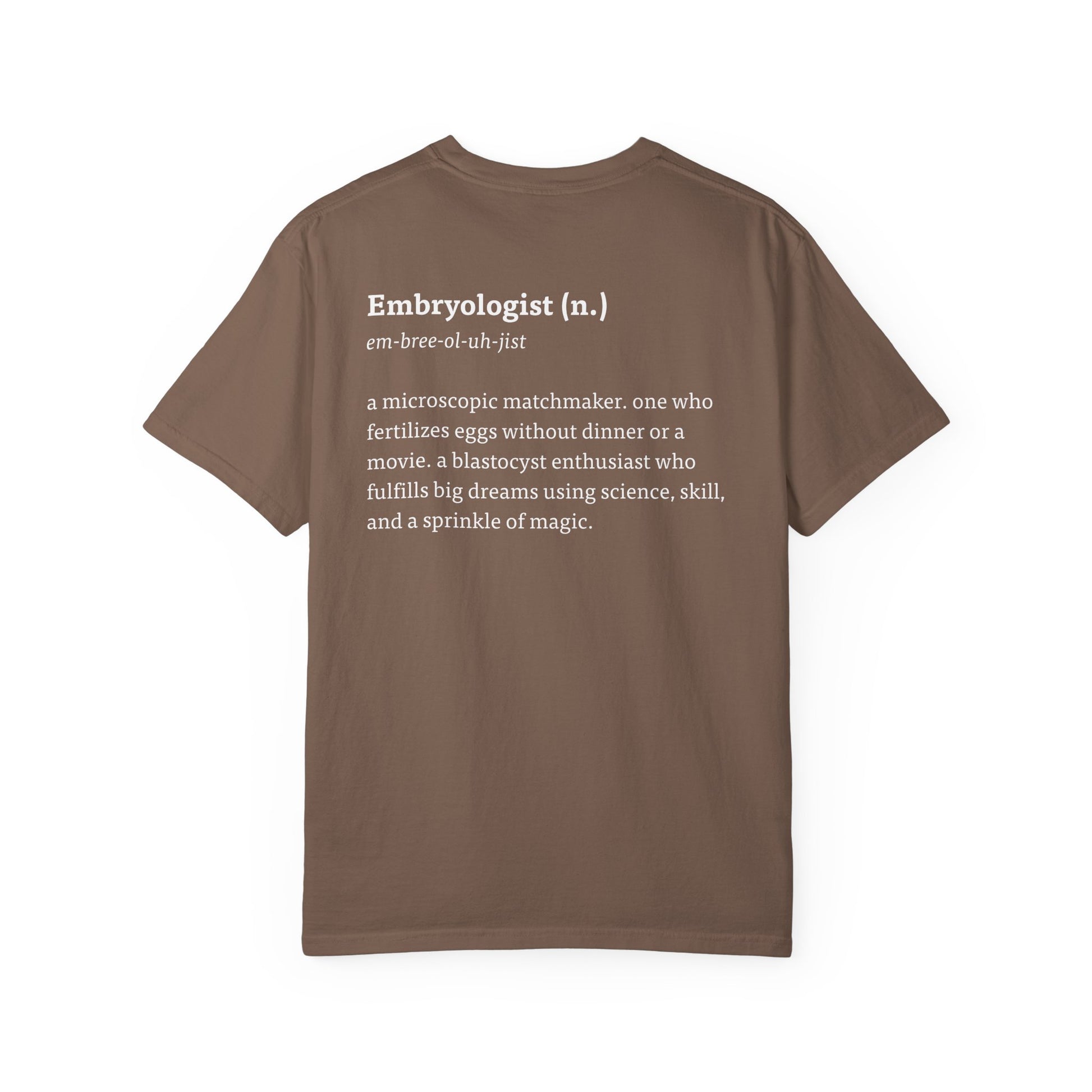 The Embryologist Definition Tee back shown in espresso