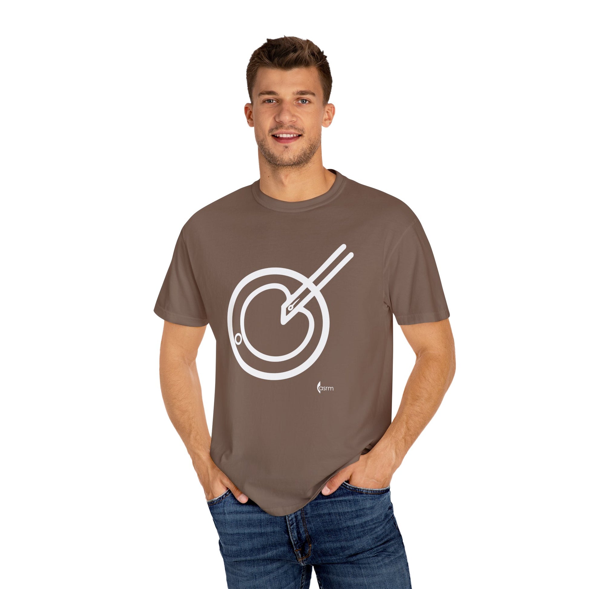 The Embryologist Definition Tee modeled in espresso