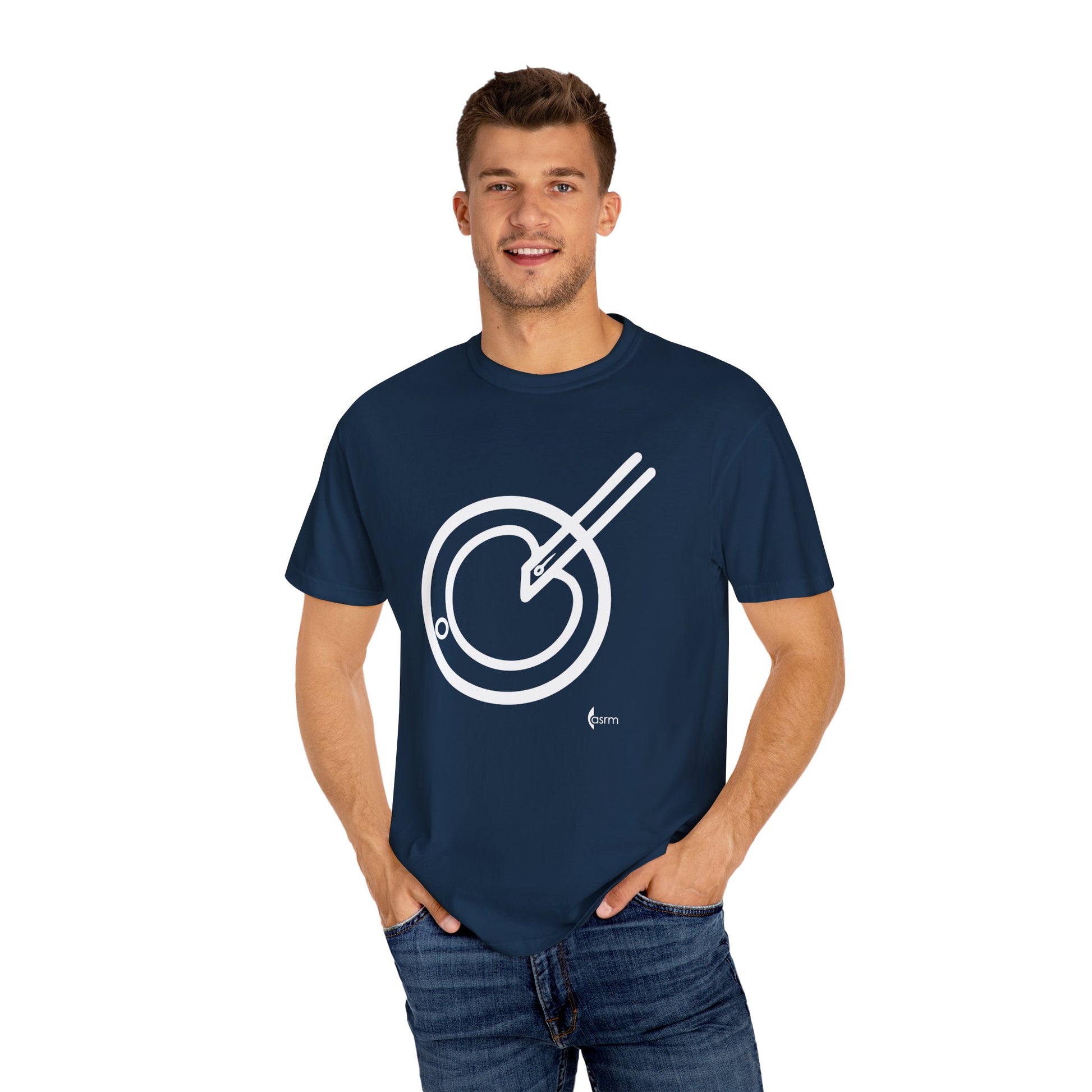 The Embryologist Definition Tee modeled in navy