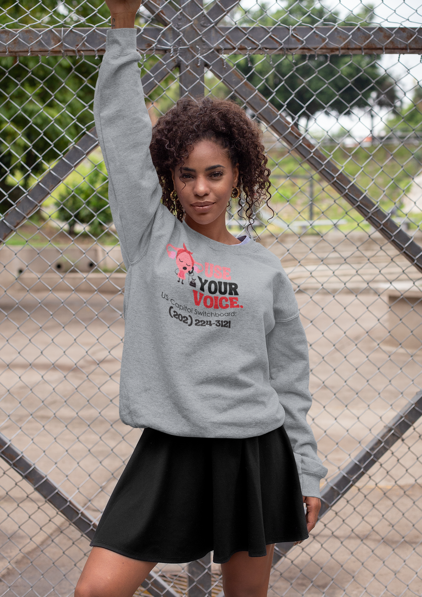 "Use Your Voice" Reproductive Rights Sweatshirt Featured on Woman