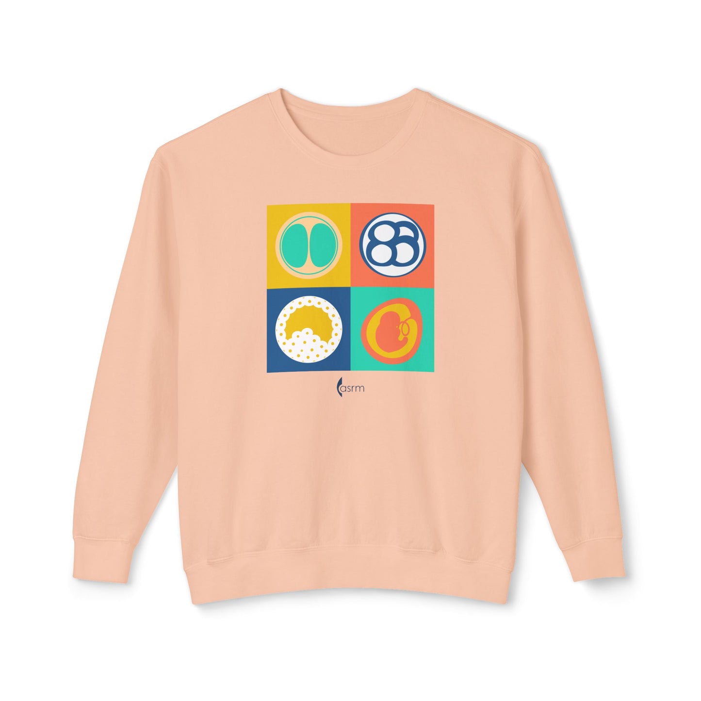 "Colorful Beginnings" Unisex Lightweight Crewneck Sweatshirt Shown in Peachy