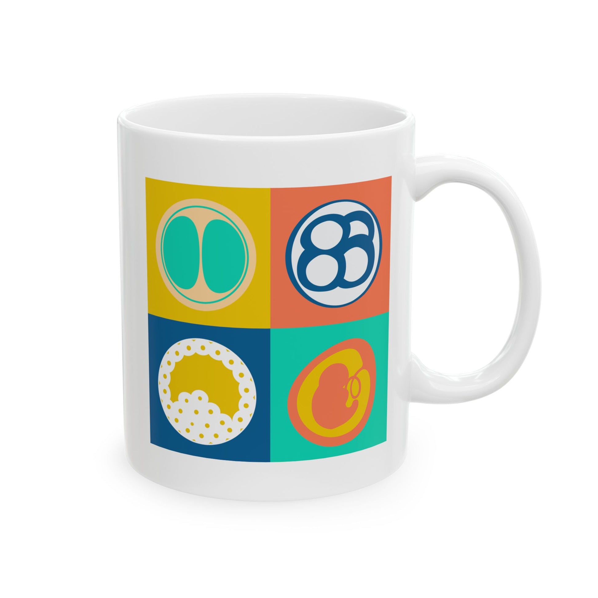 "Colorful Beginnings" White Glossy Mug back