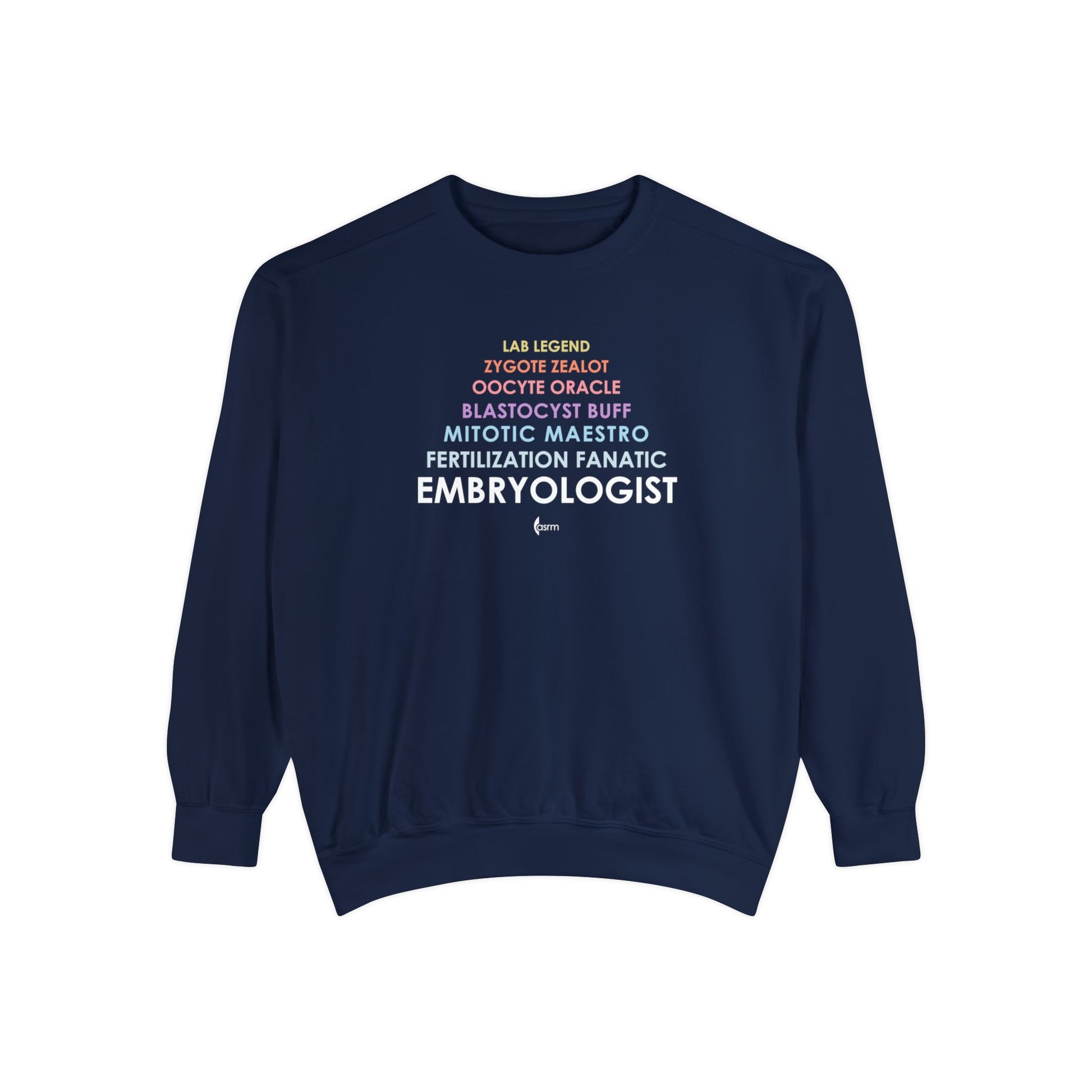 "Lab Life" Unisex Garment-Dyed Sweatshirt Shown in True Navy