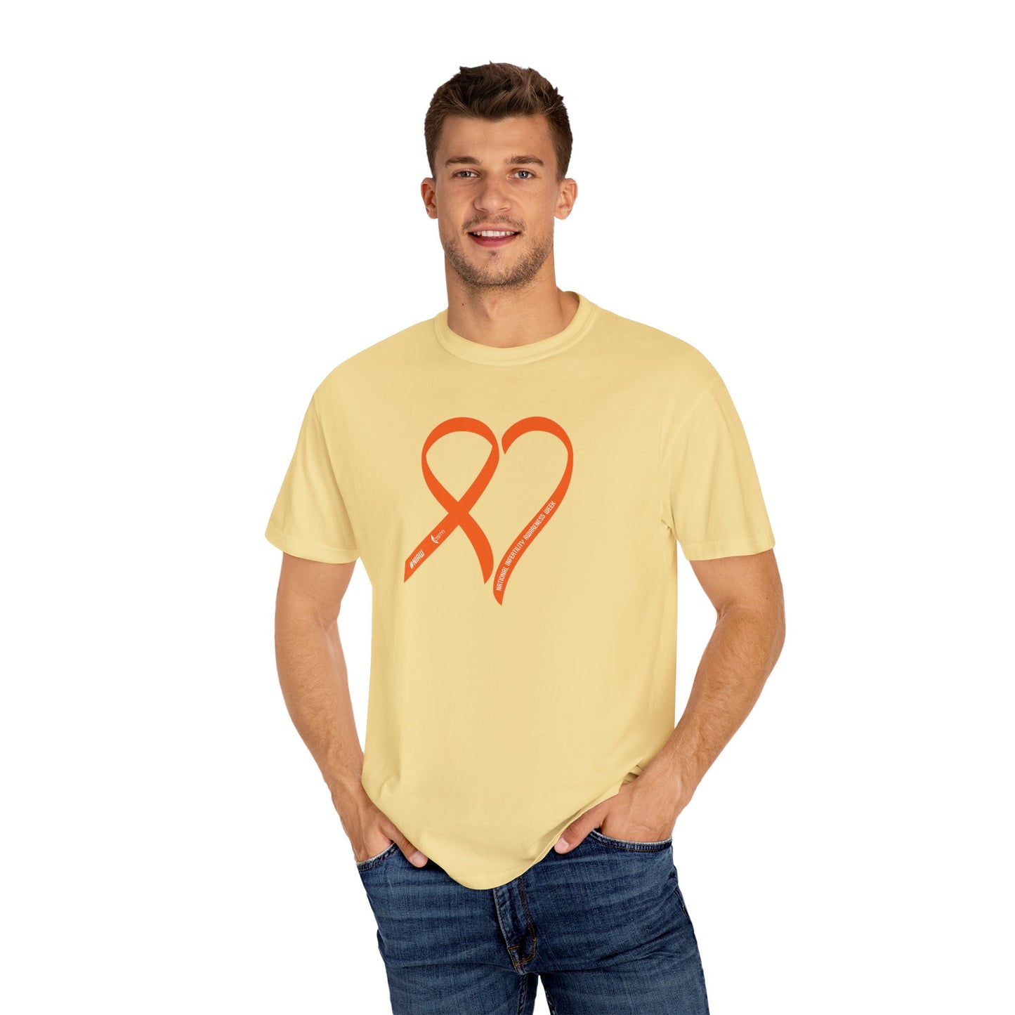 "Heart of Hope" National Infertility Awareness Week Unisex Garment-Dyed T-shirt Shown in Butter