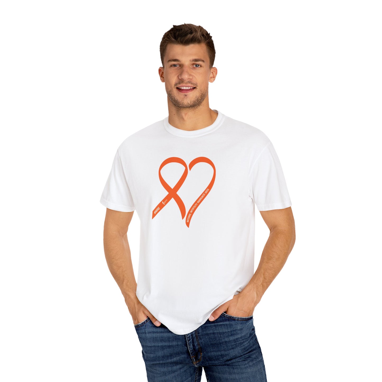 "Heart of Hope" National Infertility Awareness Week Unisex Garment-Dyed T-shirt Shown in White