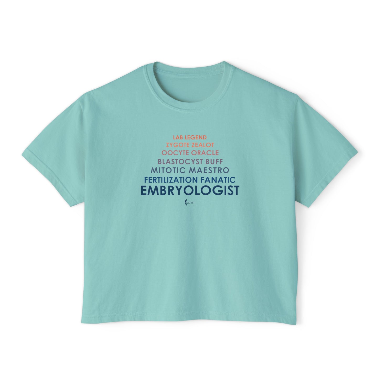 "Ode to an Embryologist" Women's Boxy Tee Shown in Chalky Mint