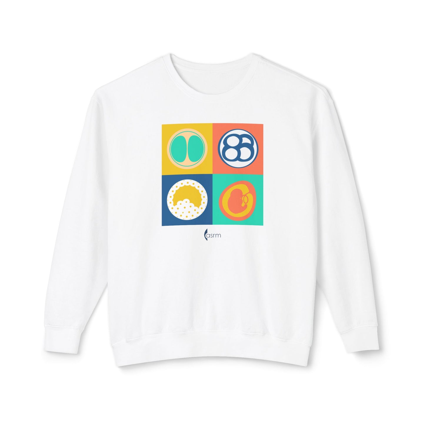 "Colorful Beginnings" Unisex Lightweight Crewneck Sweatshirt Shown in White