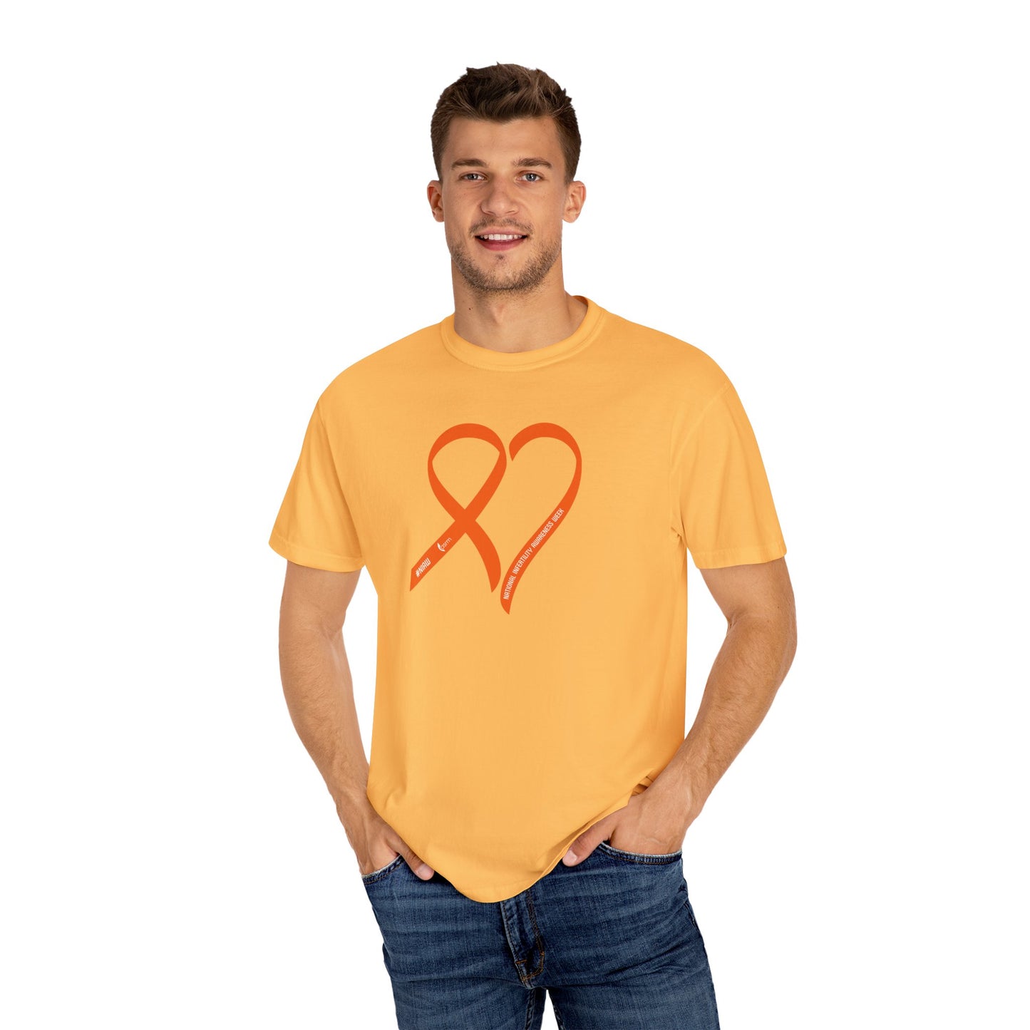 "Heart of Hope" National Infertility Awareness Week Unisex Garment-Dyed T-shirt Shown in Citrus