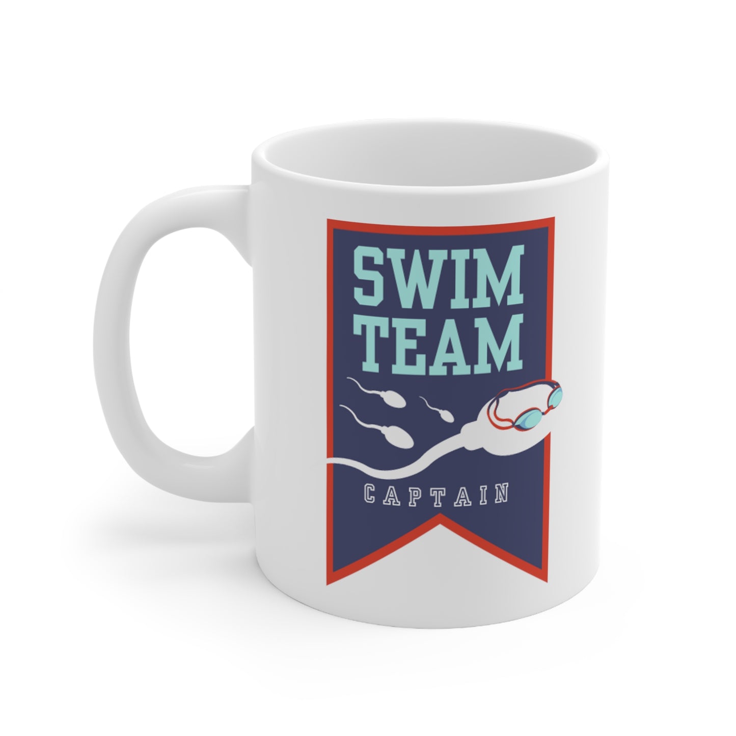 Swim Team Captain white glossy mug modeled handle left