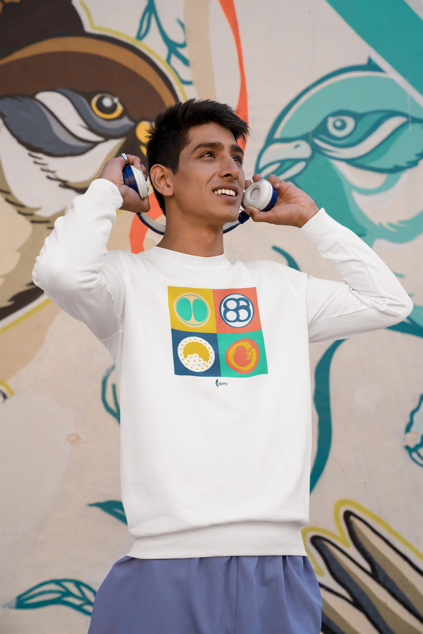 "Colorful Beginnings" Unisex Lightweight Crewneck Sweatshirt Featured on Male