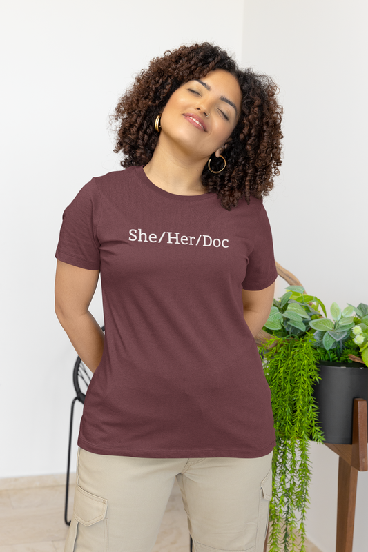 She/Her/Doc Hero modeled in Maroon