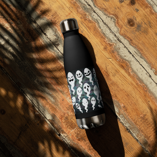 Sperm Spirits Stainless Steel Water Bottle Modeled in Context