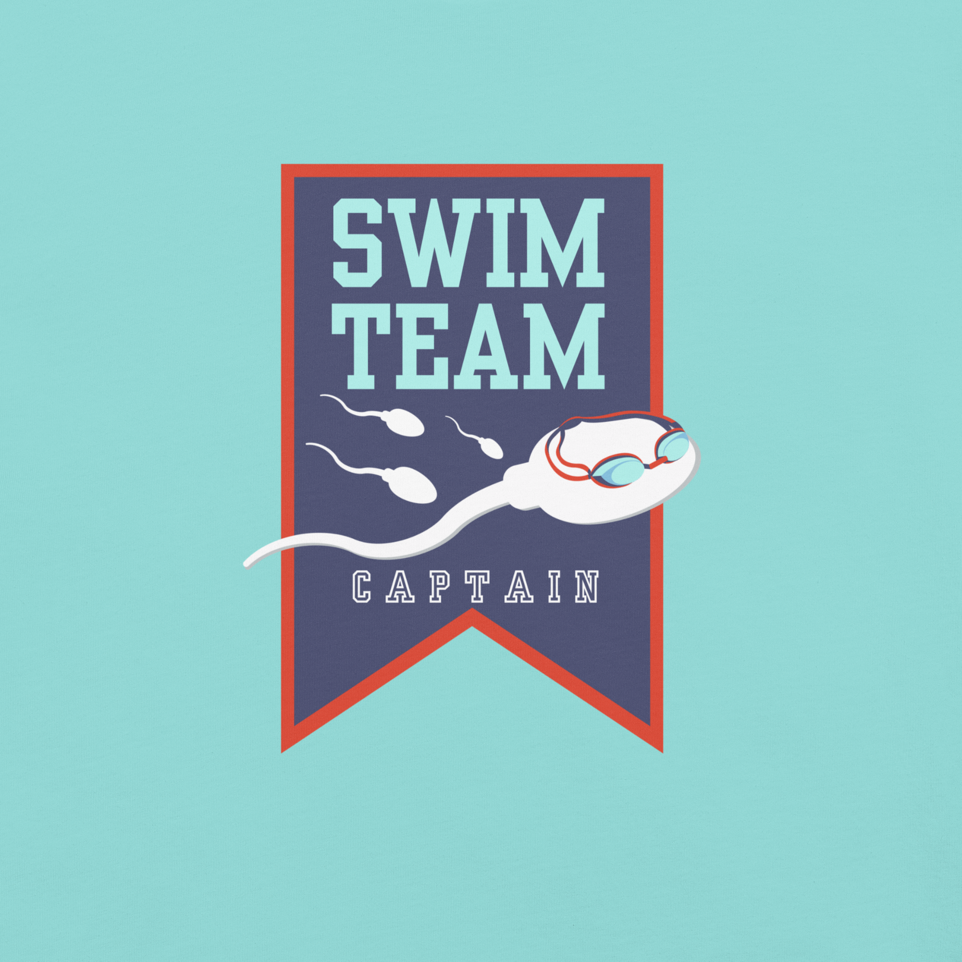 Swim Team Captain Unisex Heavyweight T-Shirt Shown in Lagoon Blue