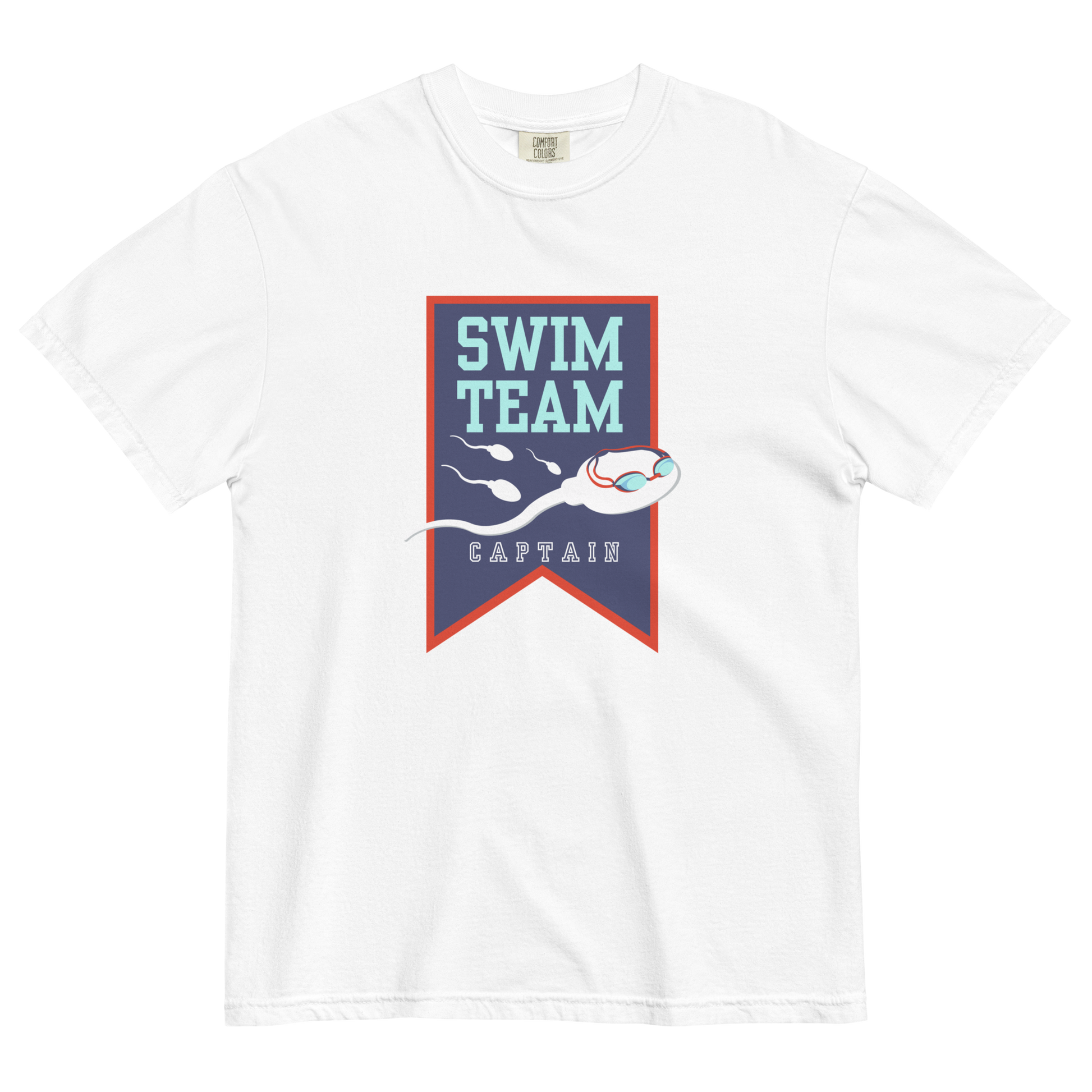 Swim Team Captain Unisex Heavyweight T-Shirt Shown in White