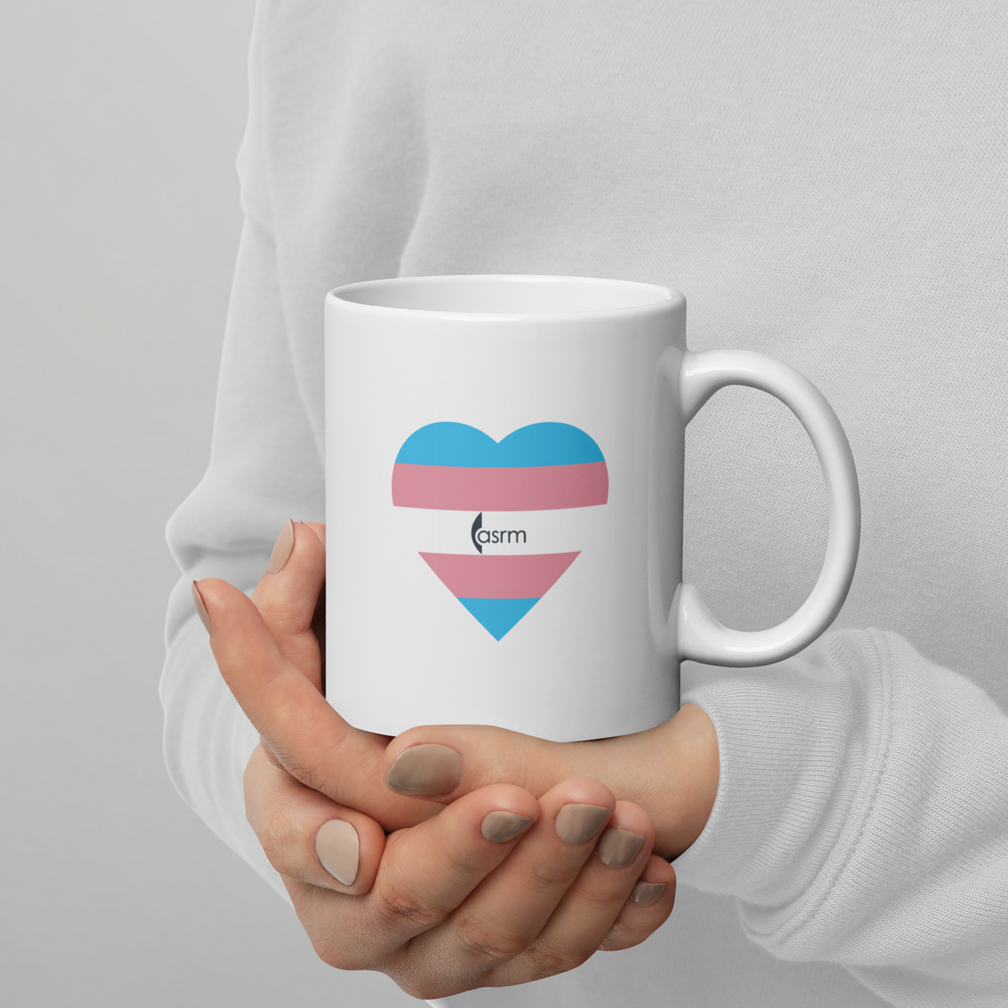 Trans Care is Health Care White Glossy Mug Modeled Handle Right